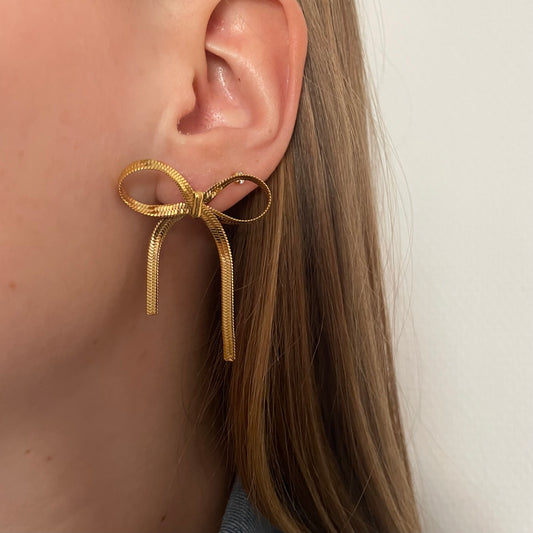 Bow earstuds - gold