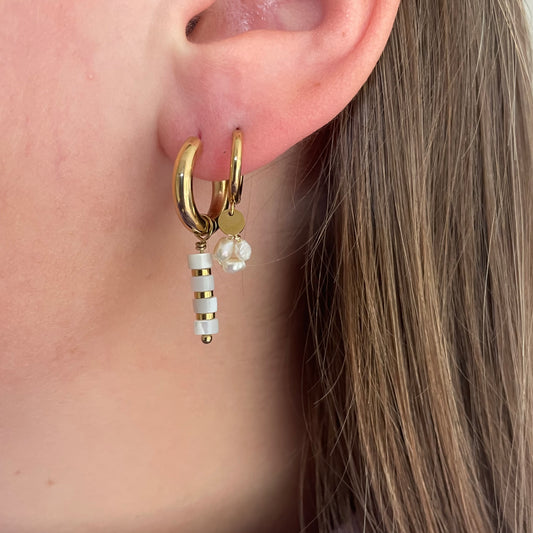 White tube earrings