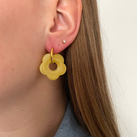 Flower earrings- yellow