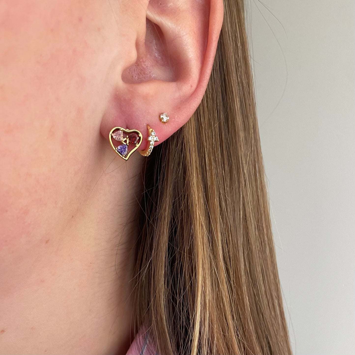 Colorful heart studs