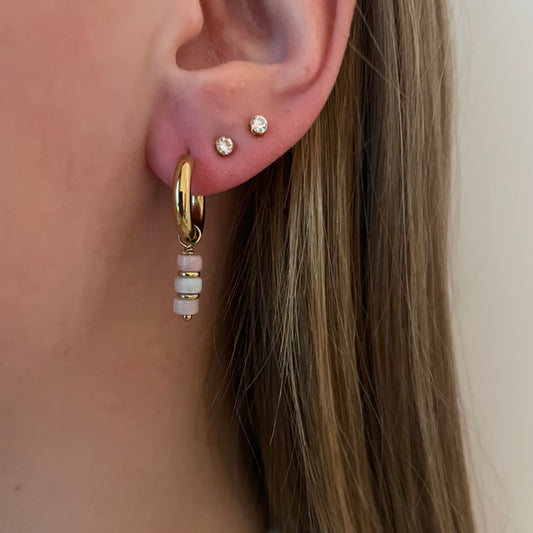 Triple pearl earrings - light pink