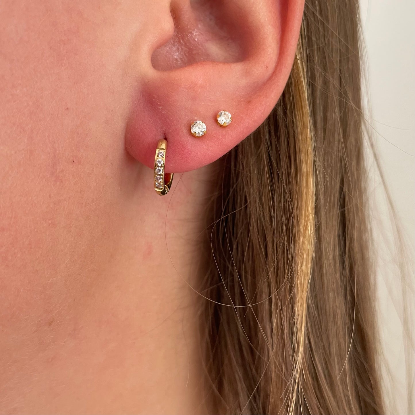 Light pink diamond hoops