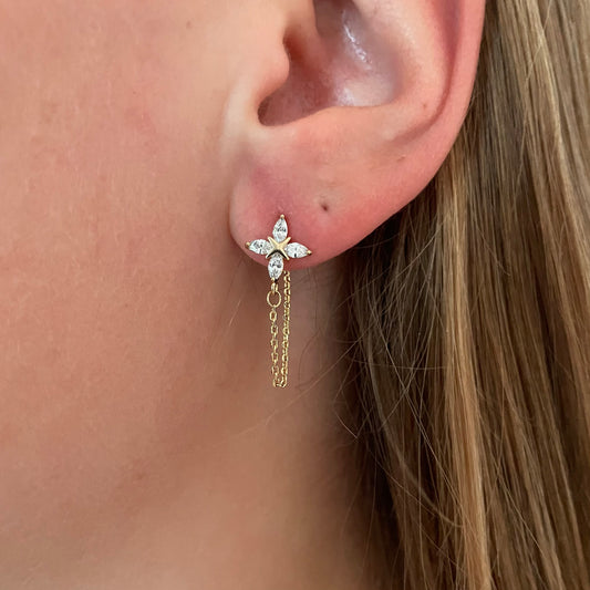 Flower chain earring (per stuk)