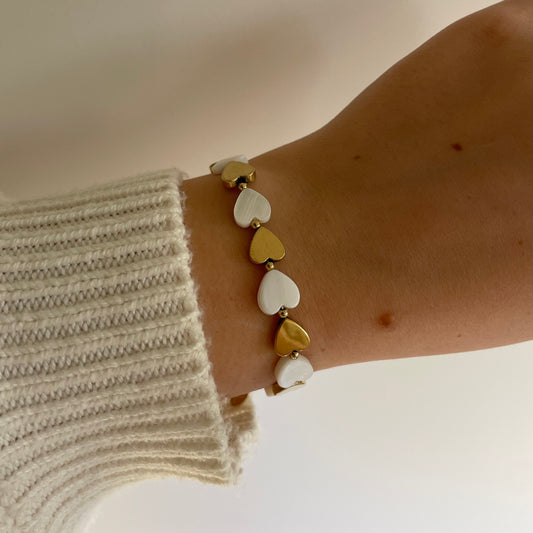 White-gold heart bracelet