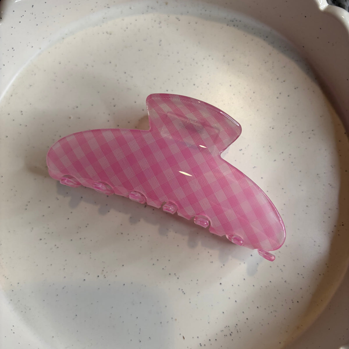 Pink checkered hairclip