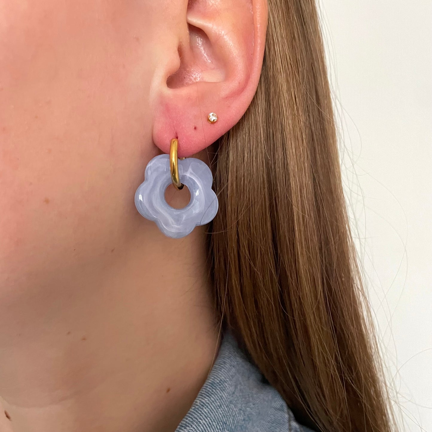 Flower earrings- skyblue