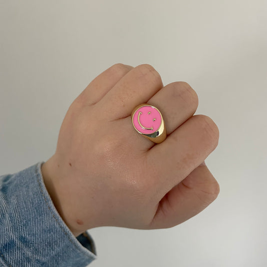 Pink smiley ring