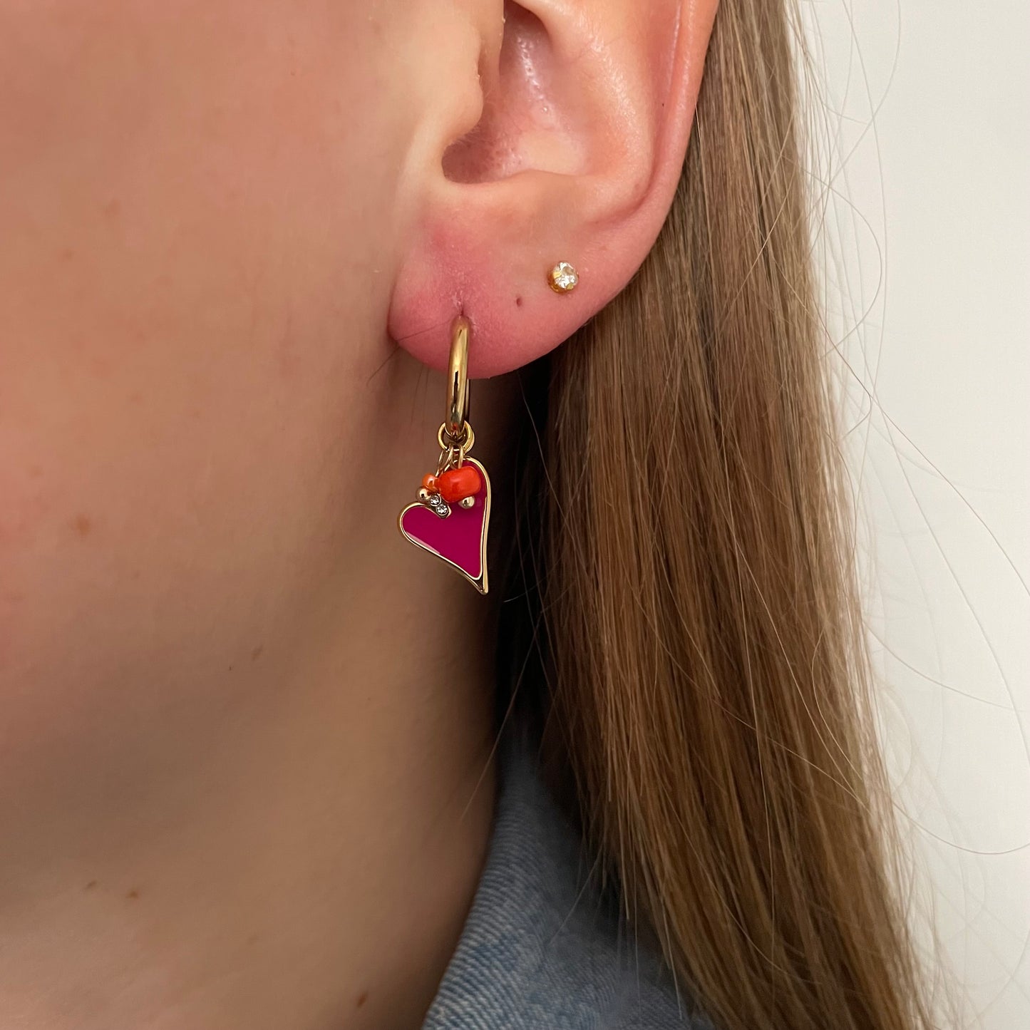 Fuchsia heart earrings