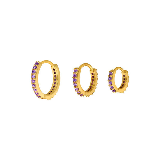 Earrings set 3 circles lilac