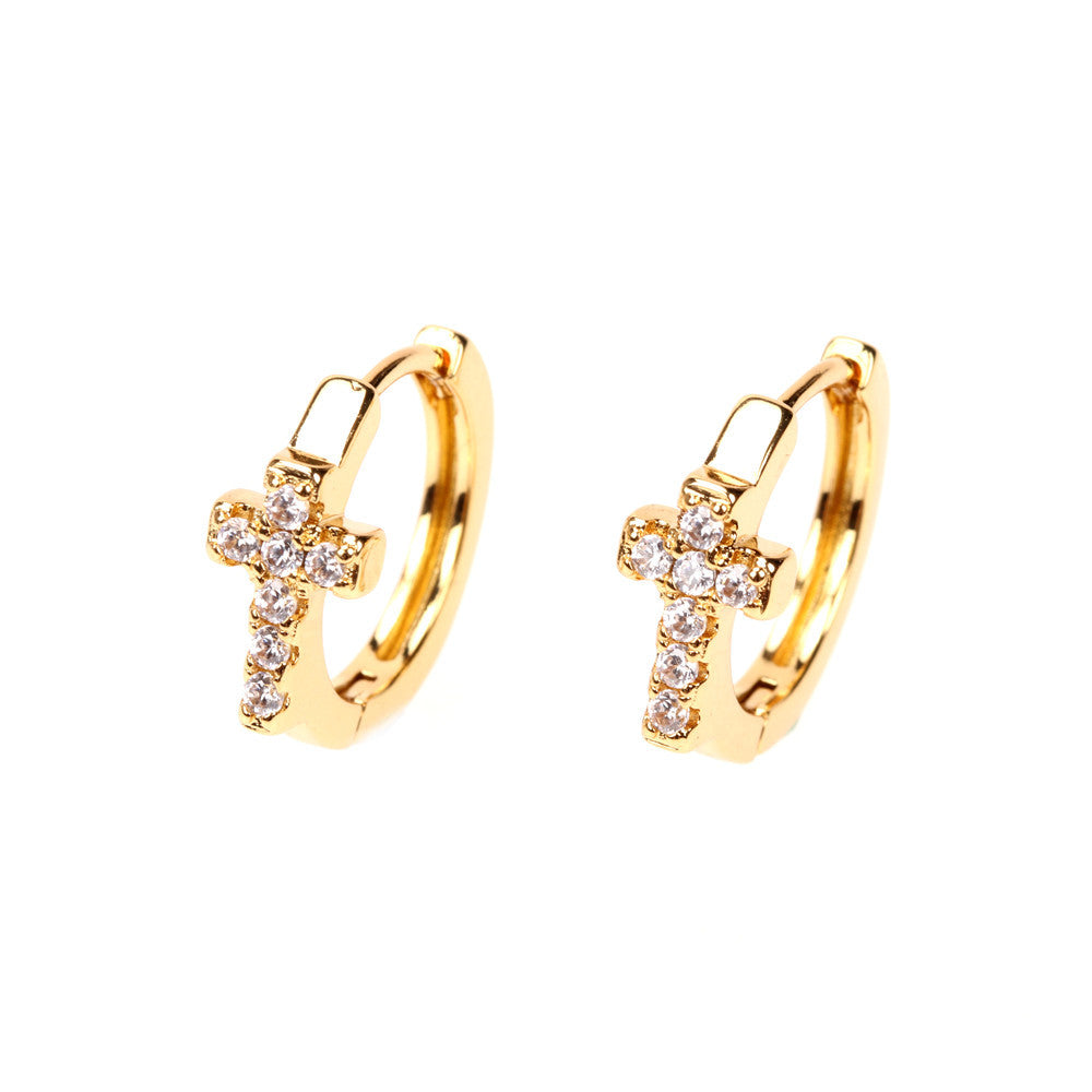Diamond cross earrings