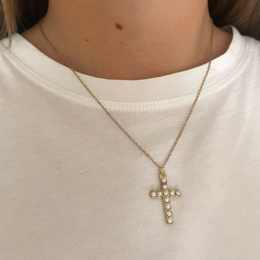 White cross necklace