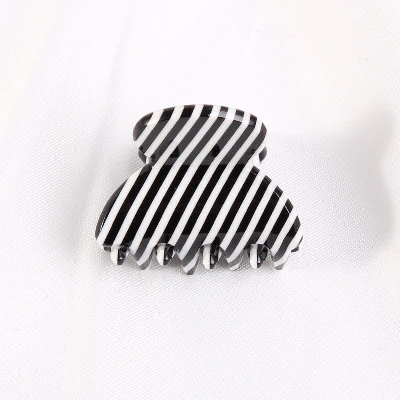 Black/white striped hairclip - mini
