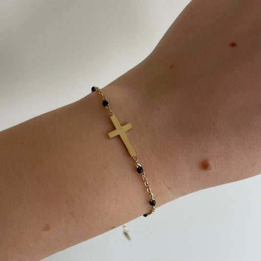 Black cross bracelet