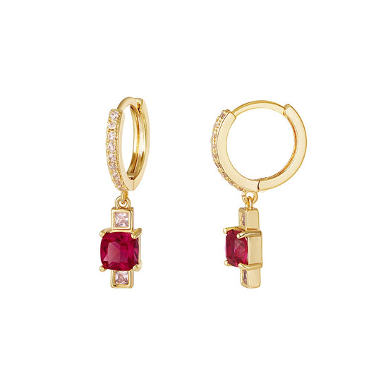 Pink square earrings