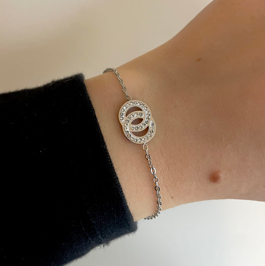 Double circle bracelet - silver
