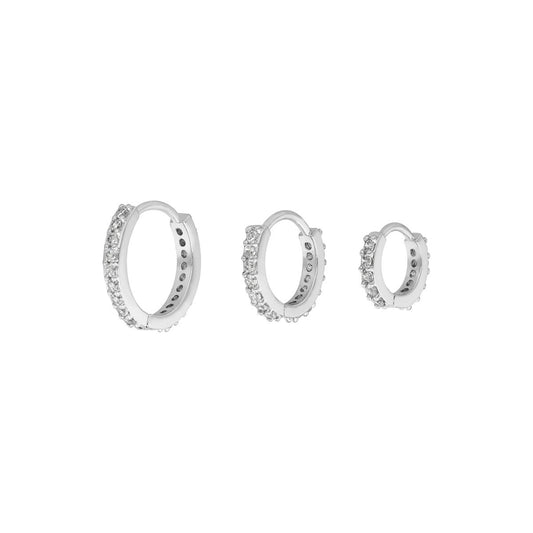 Earrings set 3 circles silver