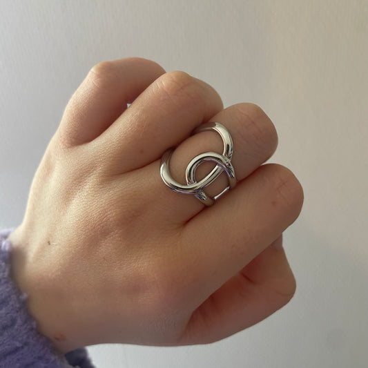 Double oval ring - silver