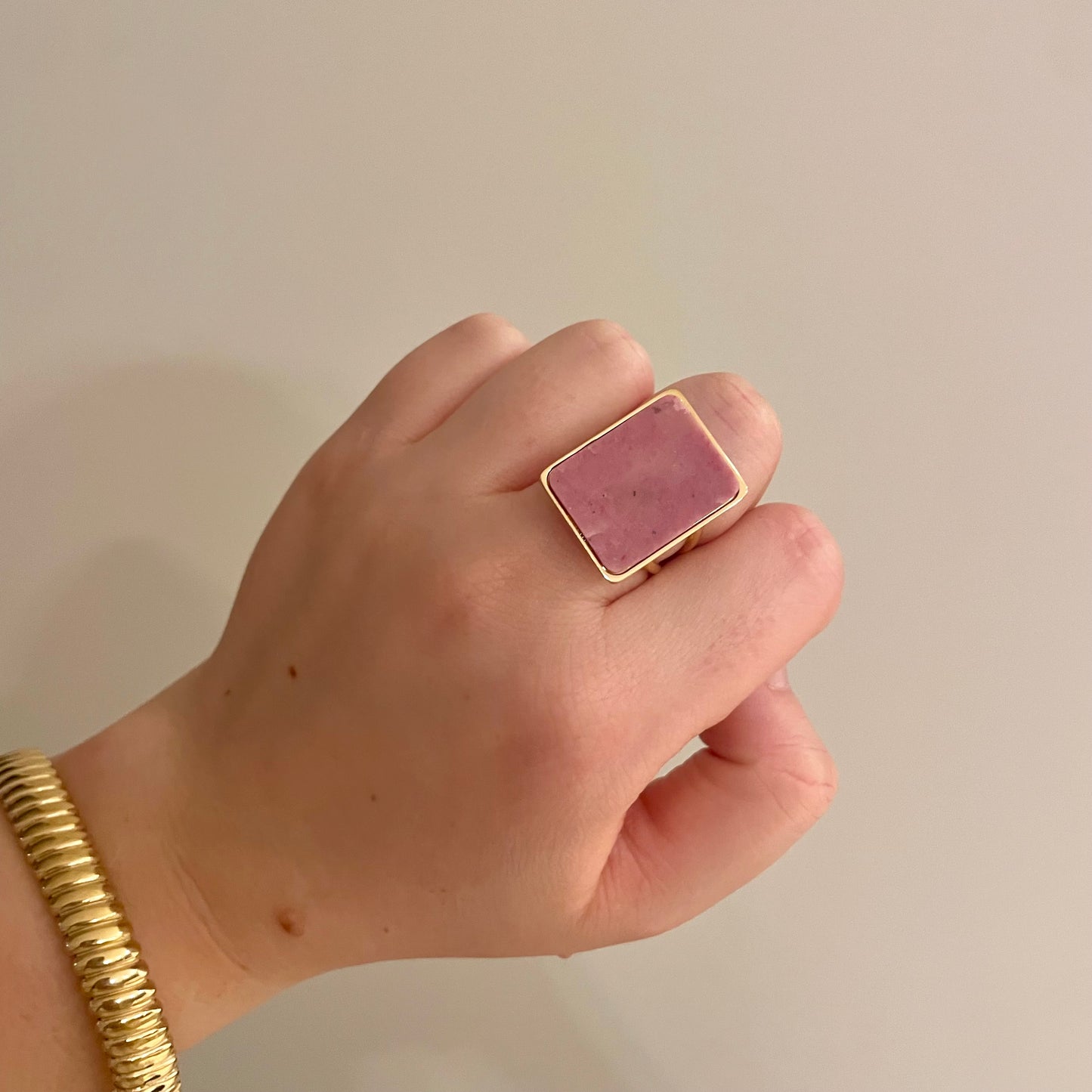 Pink rectangle ring