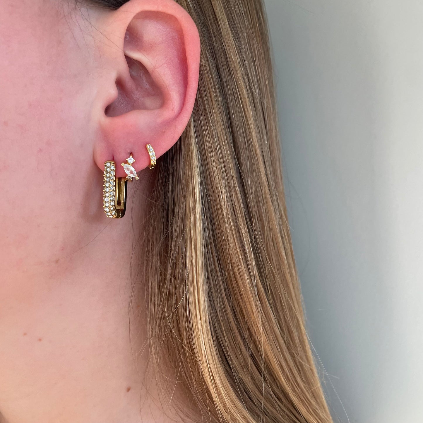 Diamond rectangle earrings