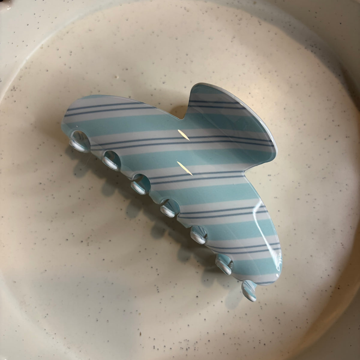 Blue striped hairclip