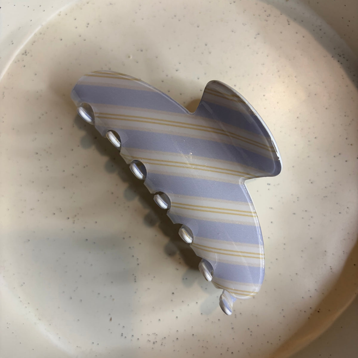 Blue striped hairclip