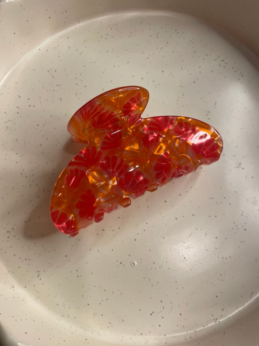 Fuchsia - orange hairclip