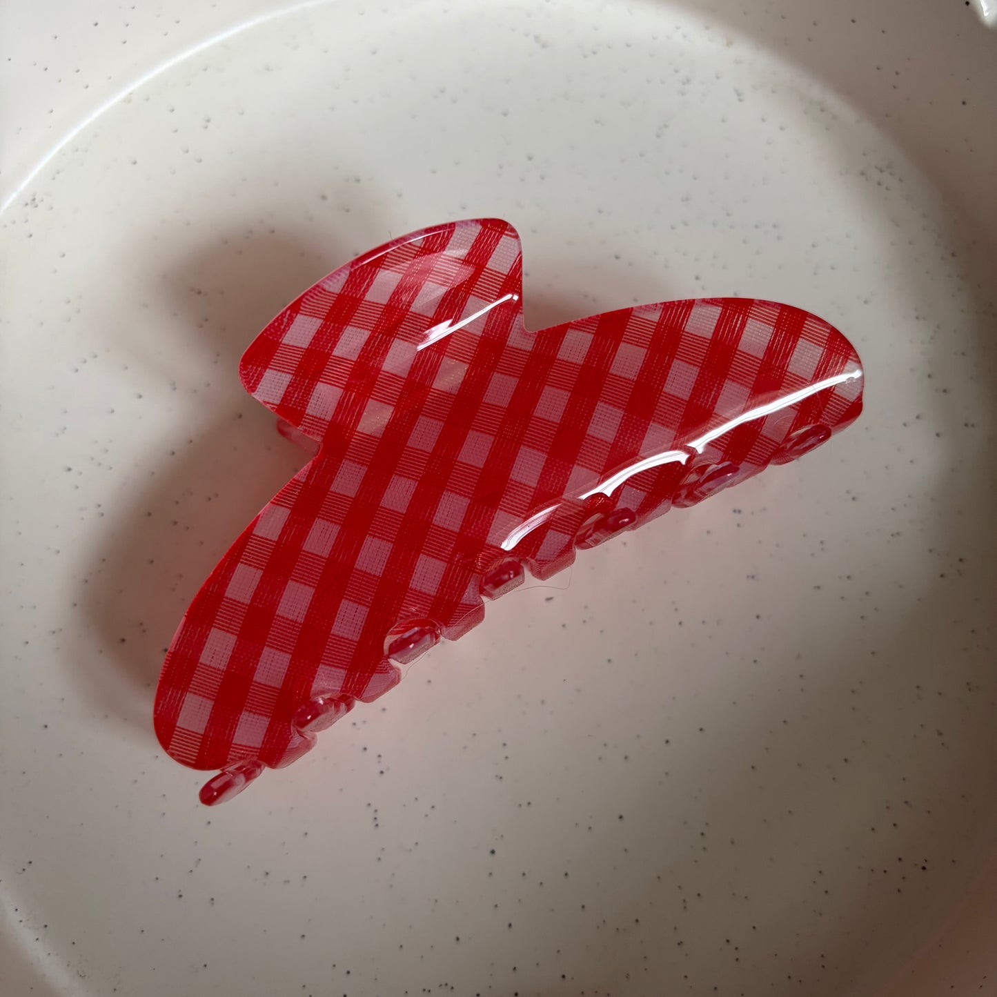 Red checkered hairclip