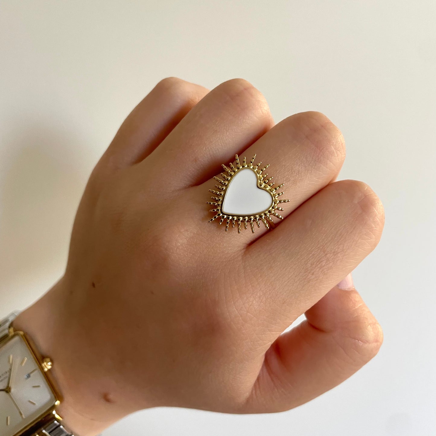 White heart ring